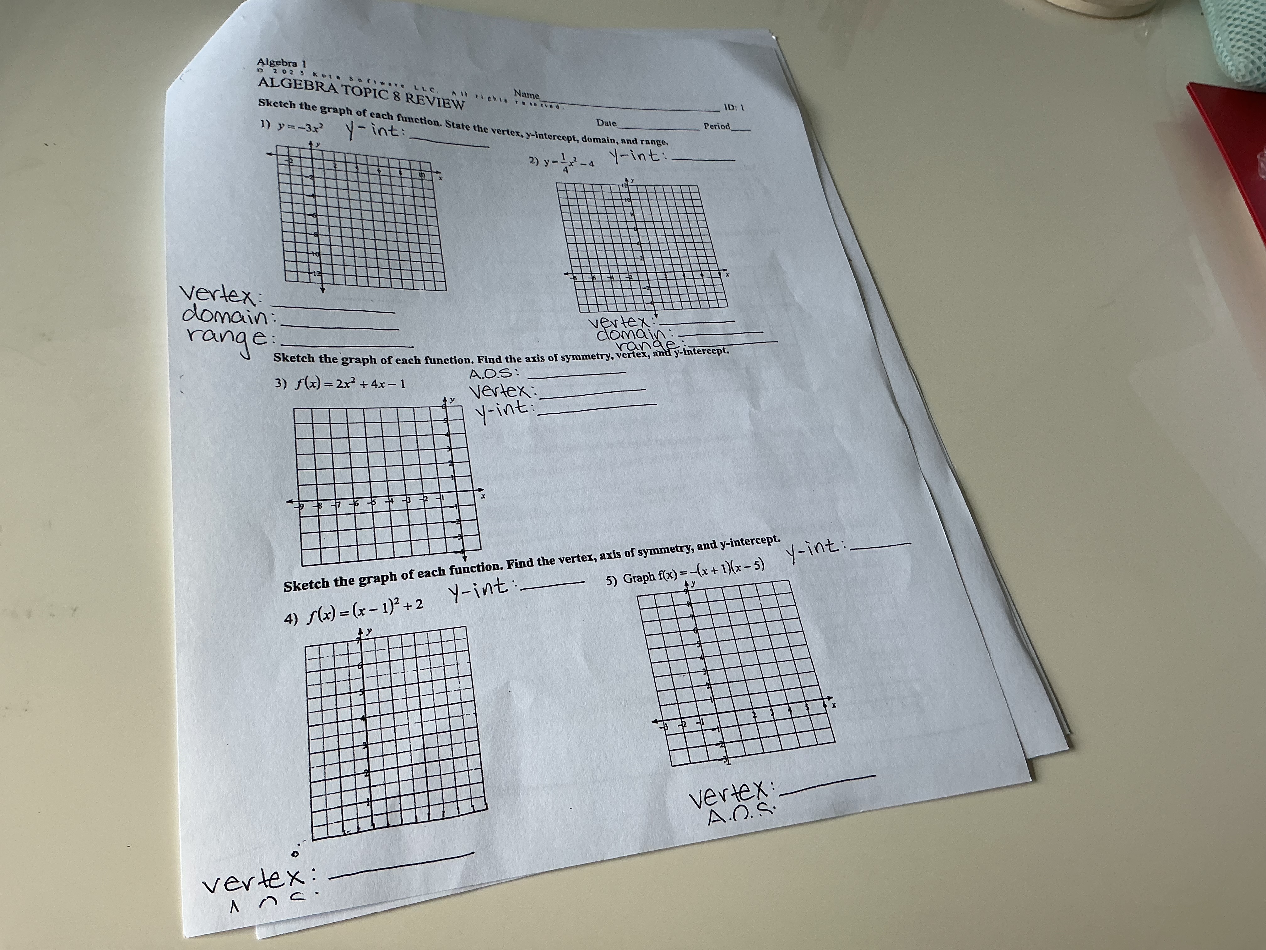 Photo of a course on  Algebra Quadratic Functions Review