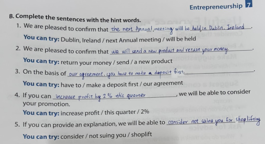 Photo of a course on  Business Communication Sentence Completion