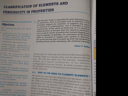 Photo of a course on  Classification and Periodicity of Elements