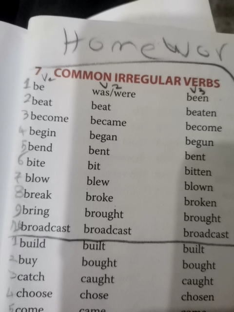 Photo of a course on  Common Irregular Verbs List