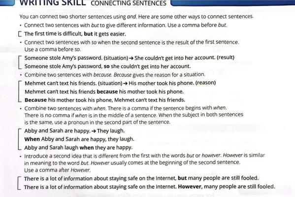 Connecting Sentences Writing Skill quiz