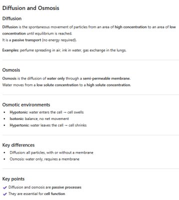 Diffusion and Osmosis Explained quiz