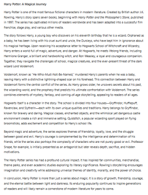 Photo of a course on  Harry Potter: A Magical Journey