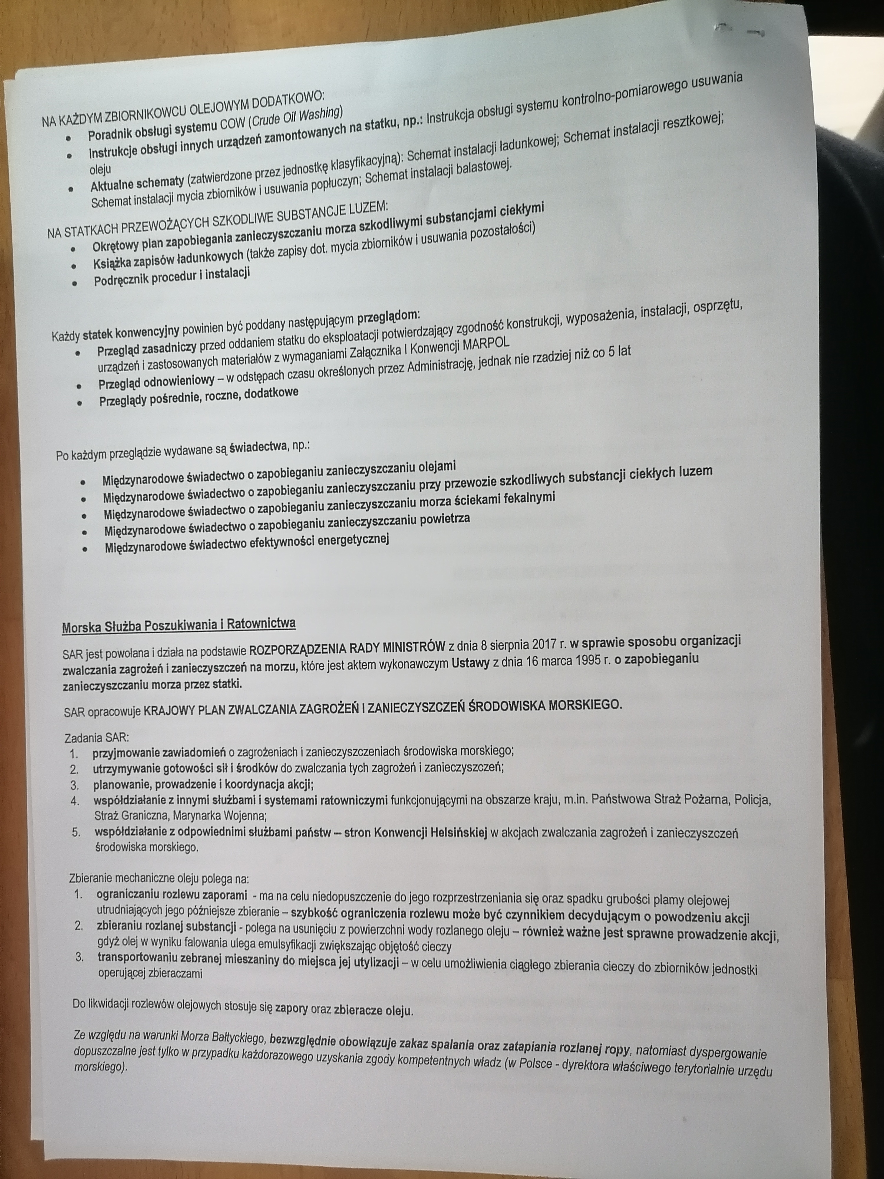 Photo of a course on  Marine Pollution Prevention Guidelines