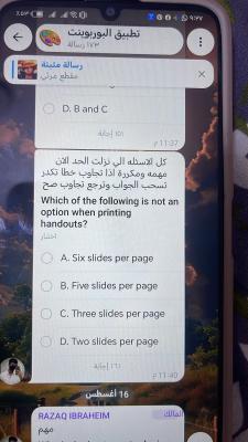 Photo of a course on  Printing Handouts Options Quiz