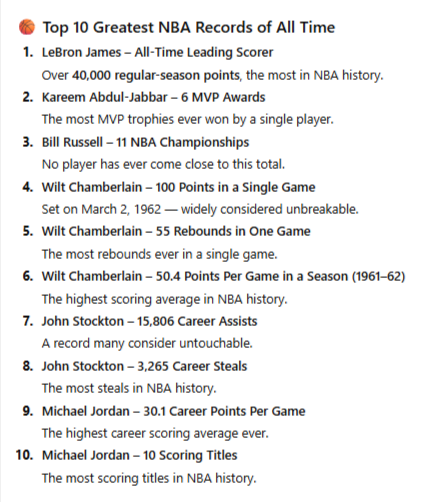 Photo of a course on  Top 10 NBA Records Ever