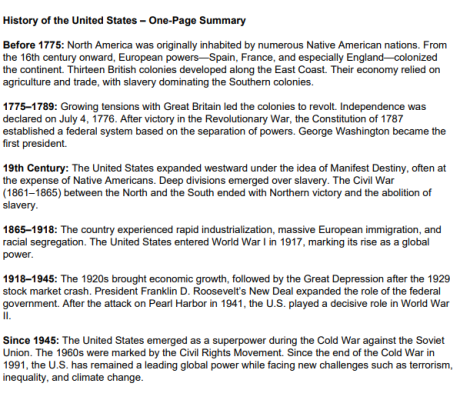 United States History Overview quiz