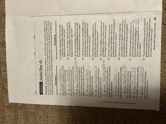 Vocabulary Matching Exercise quiz