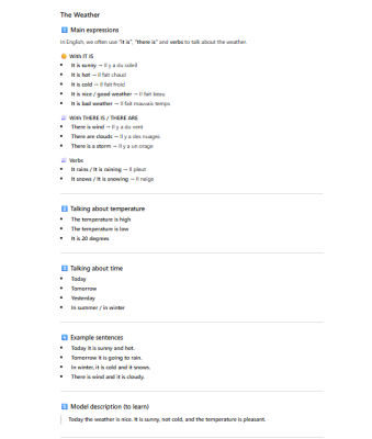Weather Expressions and Descriptions quiz