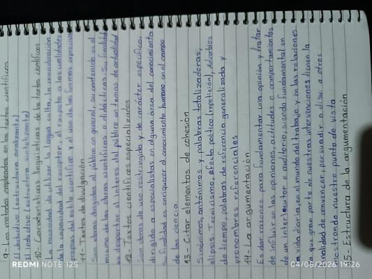 Foto de un curso de  Características de Textos Científicos