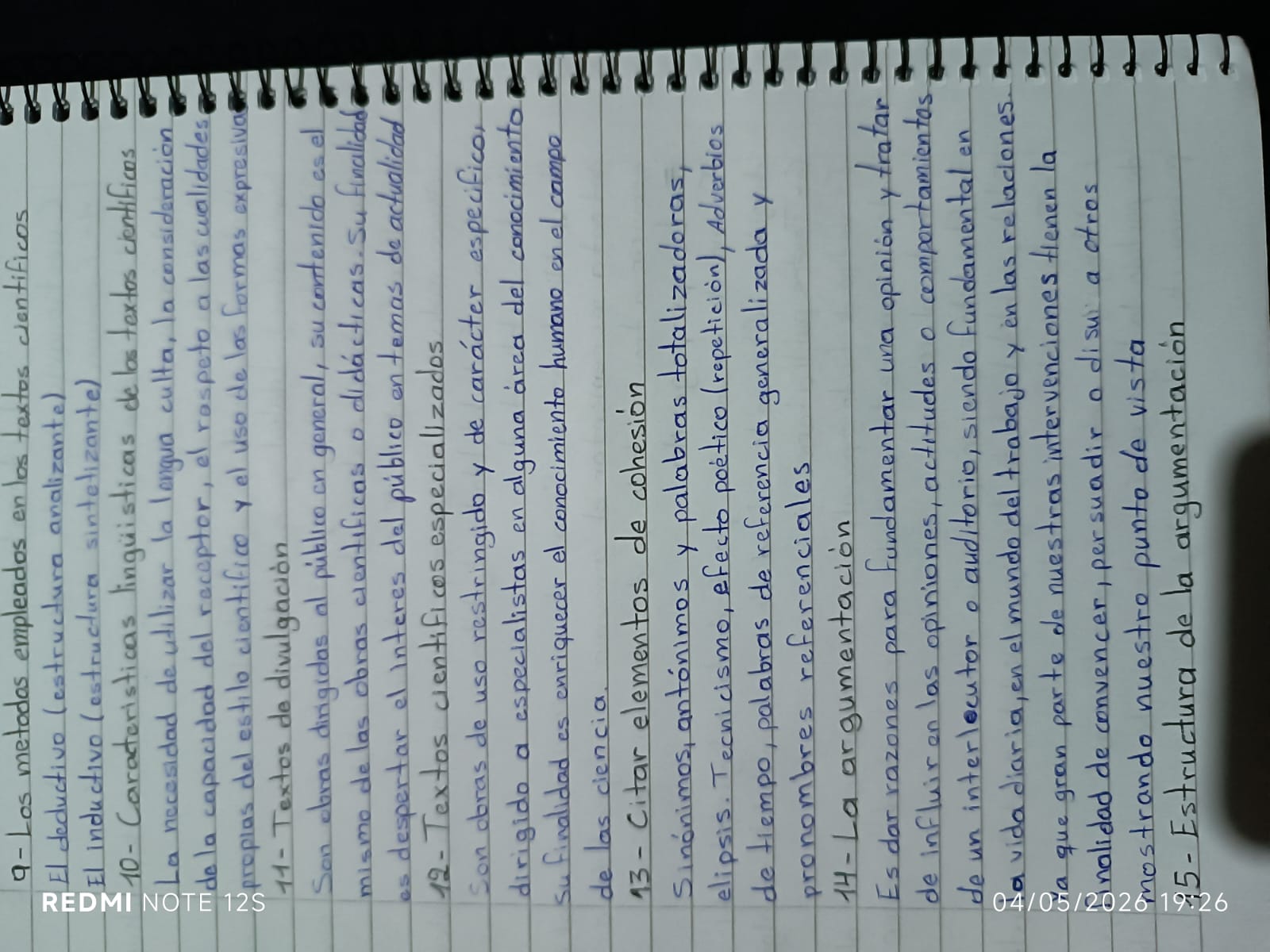Foto de un curso de  Características de Textos Científicos