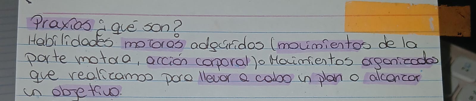 Foto de un curso de  Definición y función de praxias