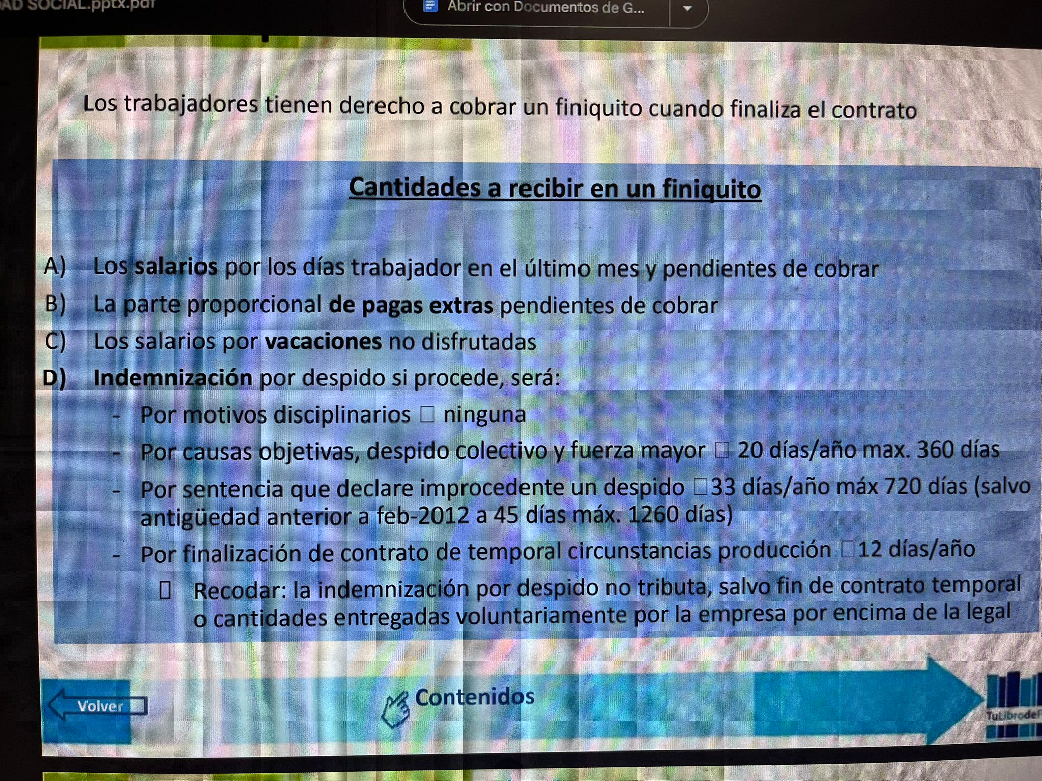 Foto de un curso de  Derechos de Finiquito Laboral