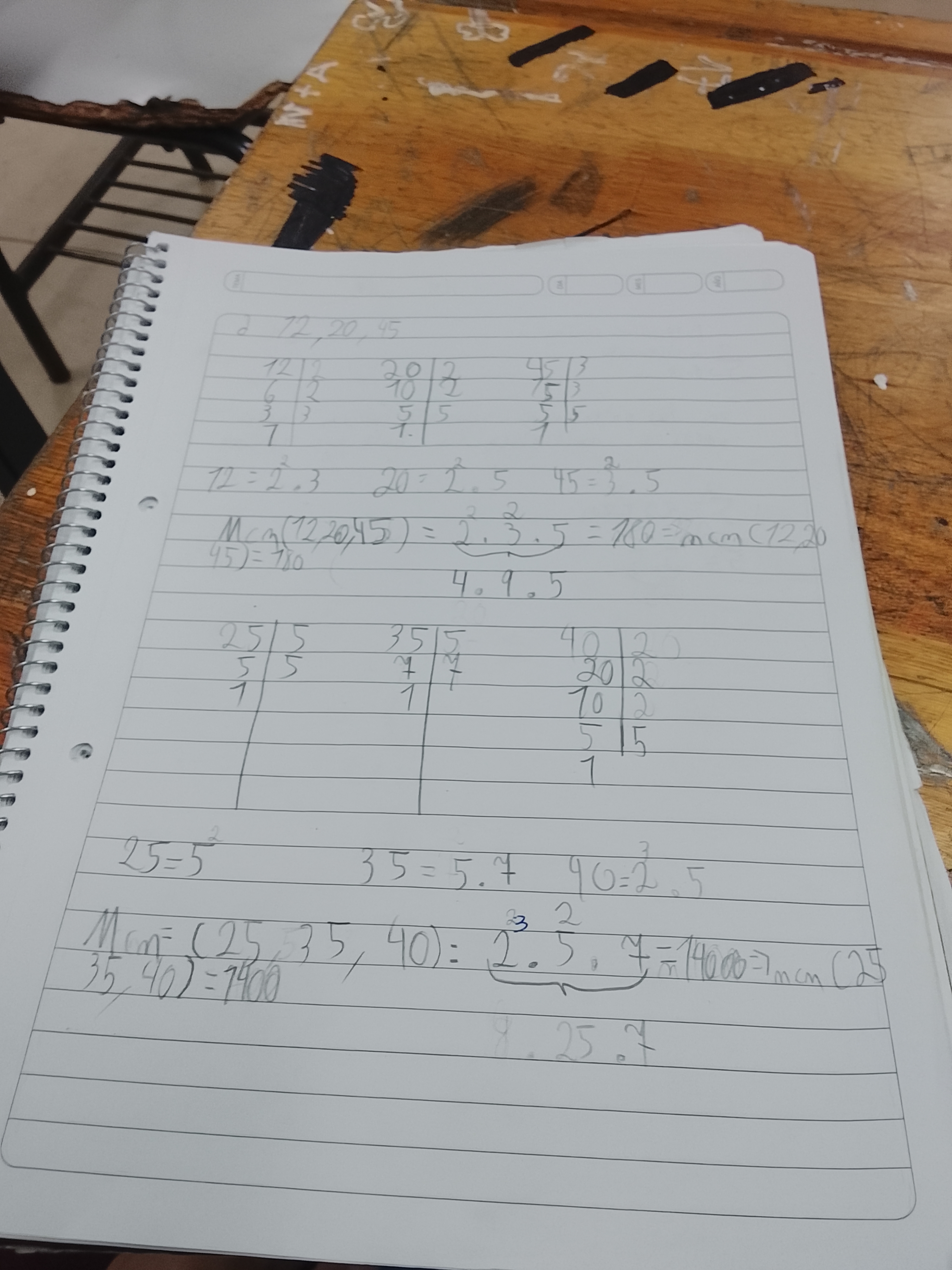 Foto de un curso de  Ejercicios de MCM y factorización
