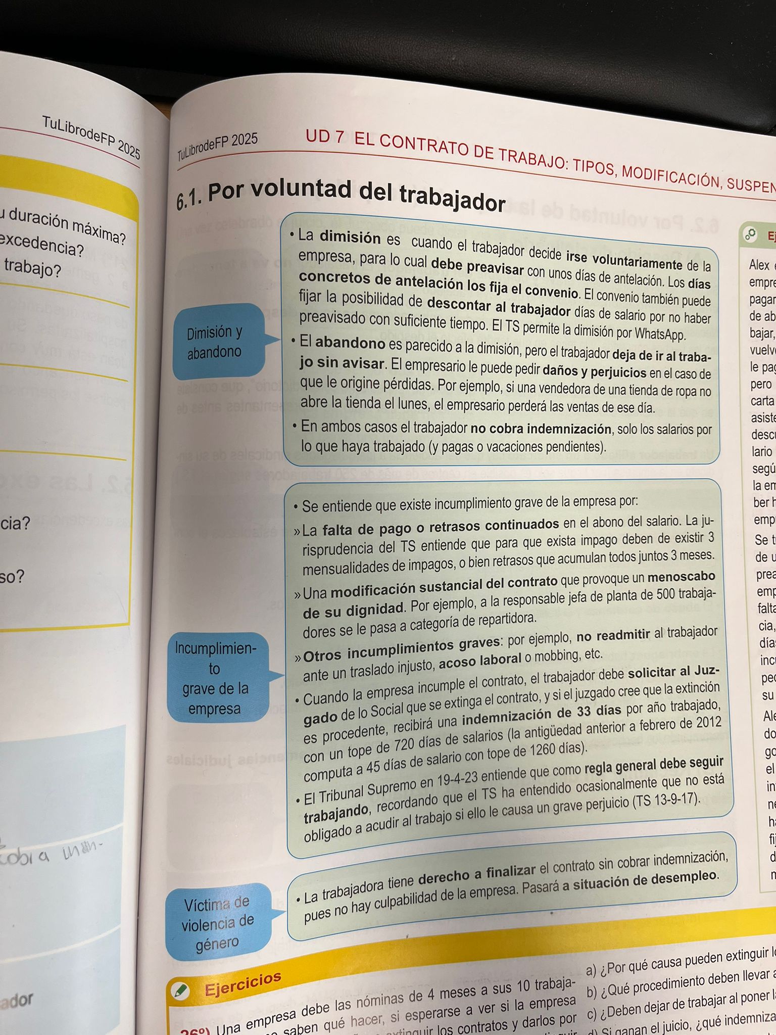 Foto de un curso de  El contrato de trabajo: dimisión y abandono