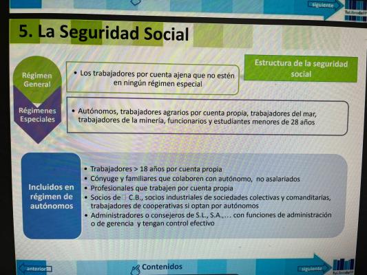 Foto de un curso de  Estructura de la Seguridad Social