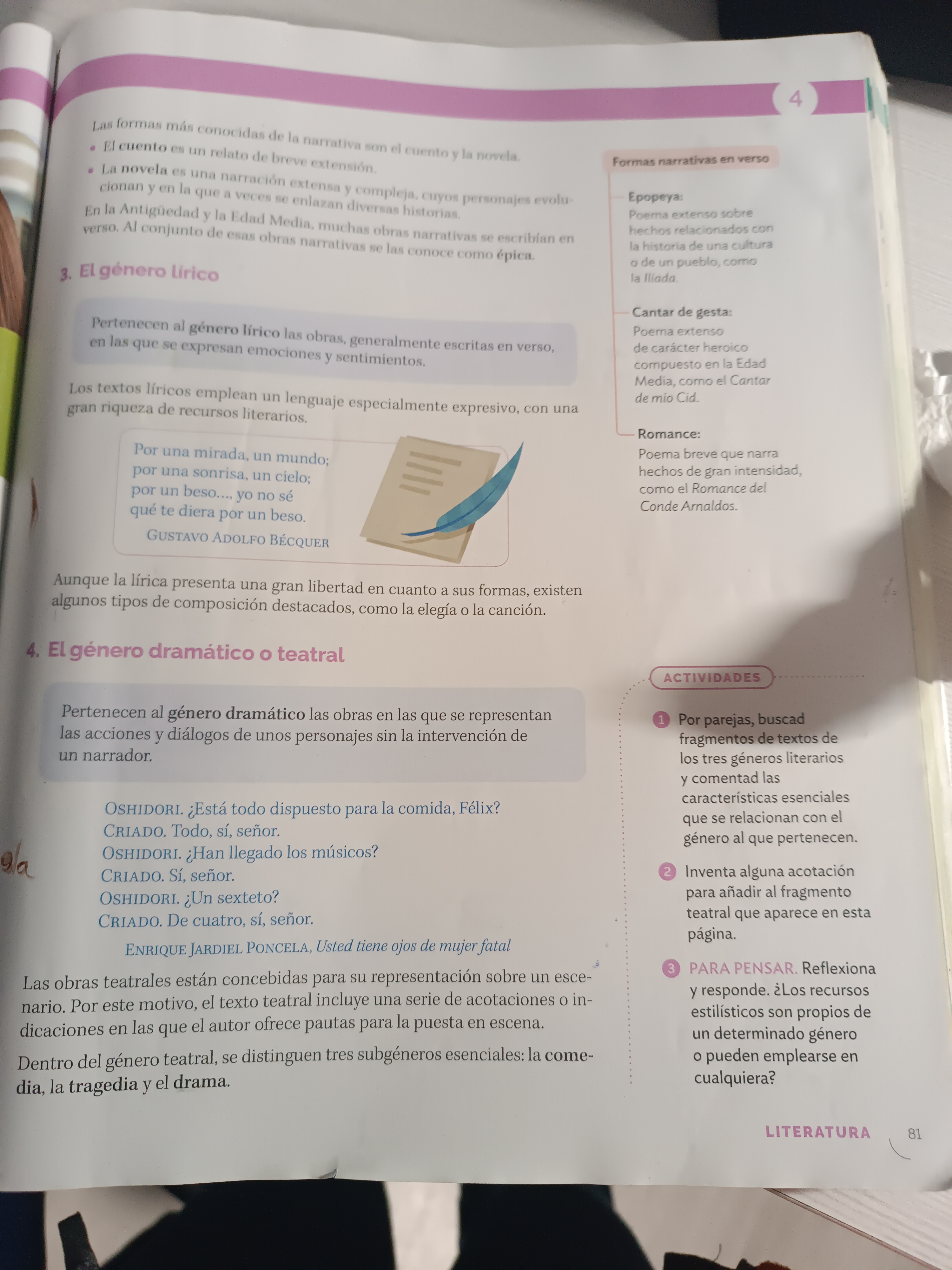 Foto de un curso de  Géneros Literarios y Ejemplos