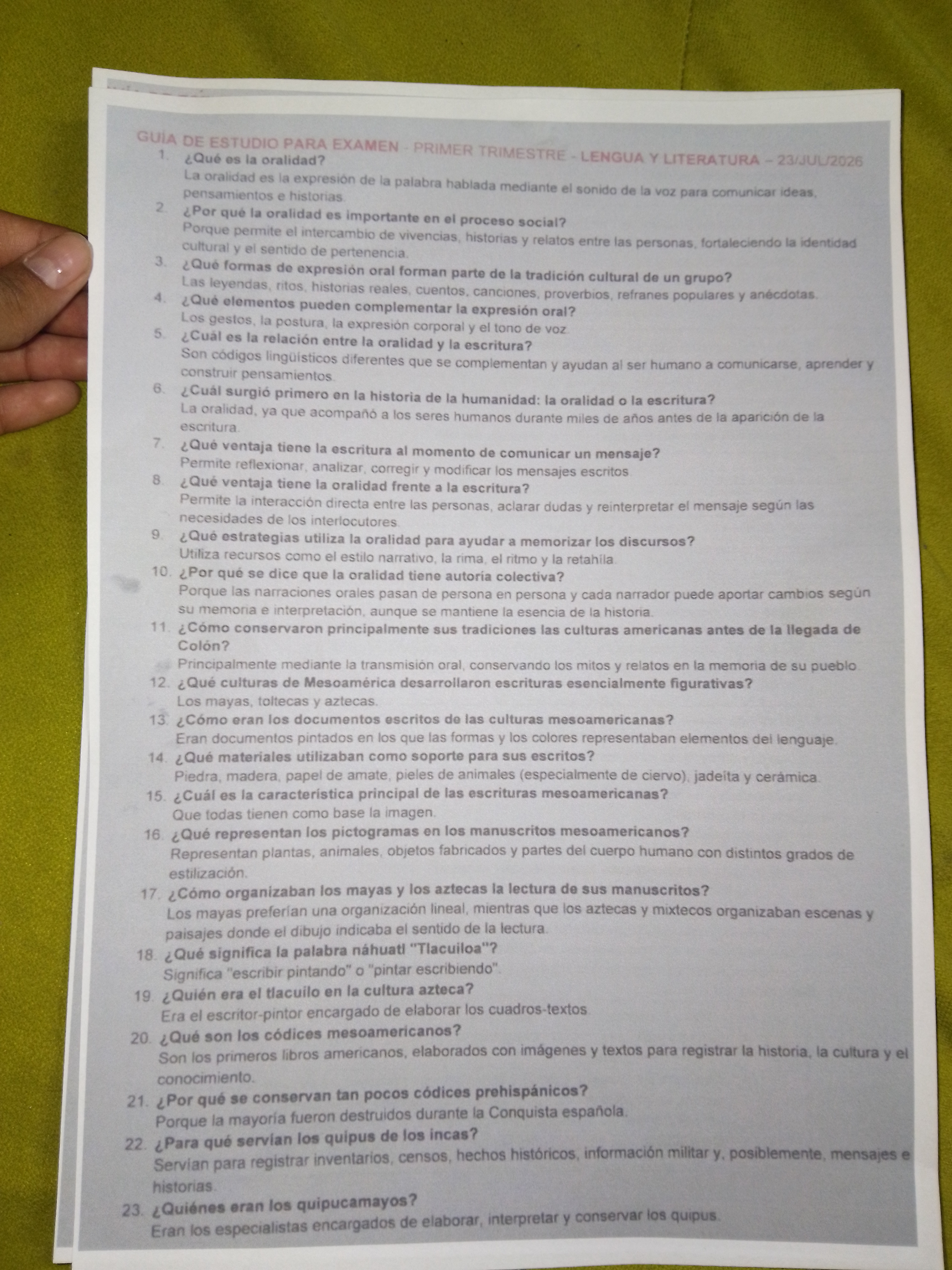 Foto de un curso de  Guía de Estudio: Lengua y Literatura
