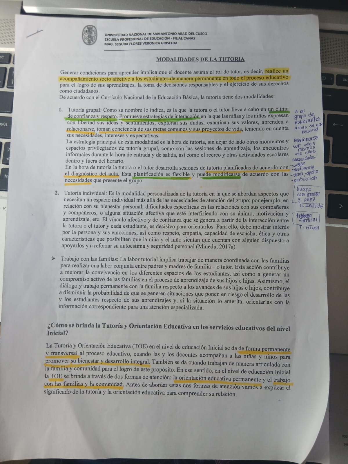 Foto de un curso de  Modalidades de la Tutoría Educativa
