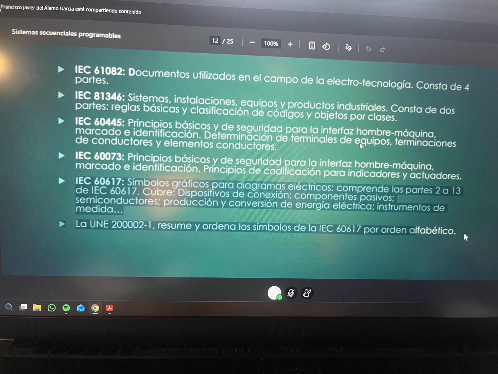 Foto de un curso de  Normas IEC en Electrotecnología