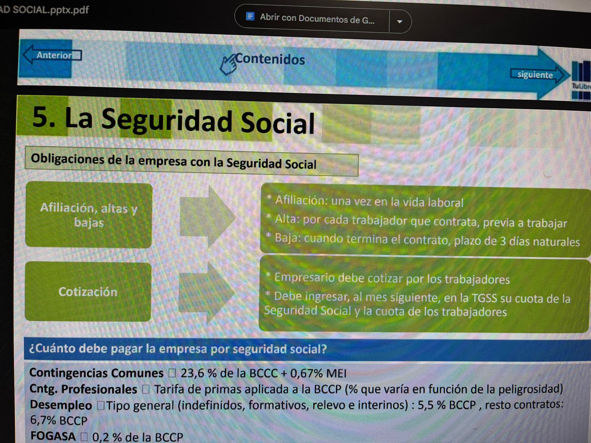 Foto de un curso de  Obligaciones Empresariales Seguridad Social