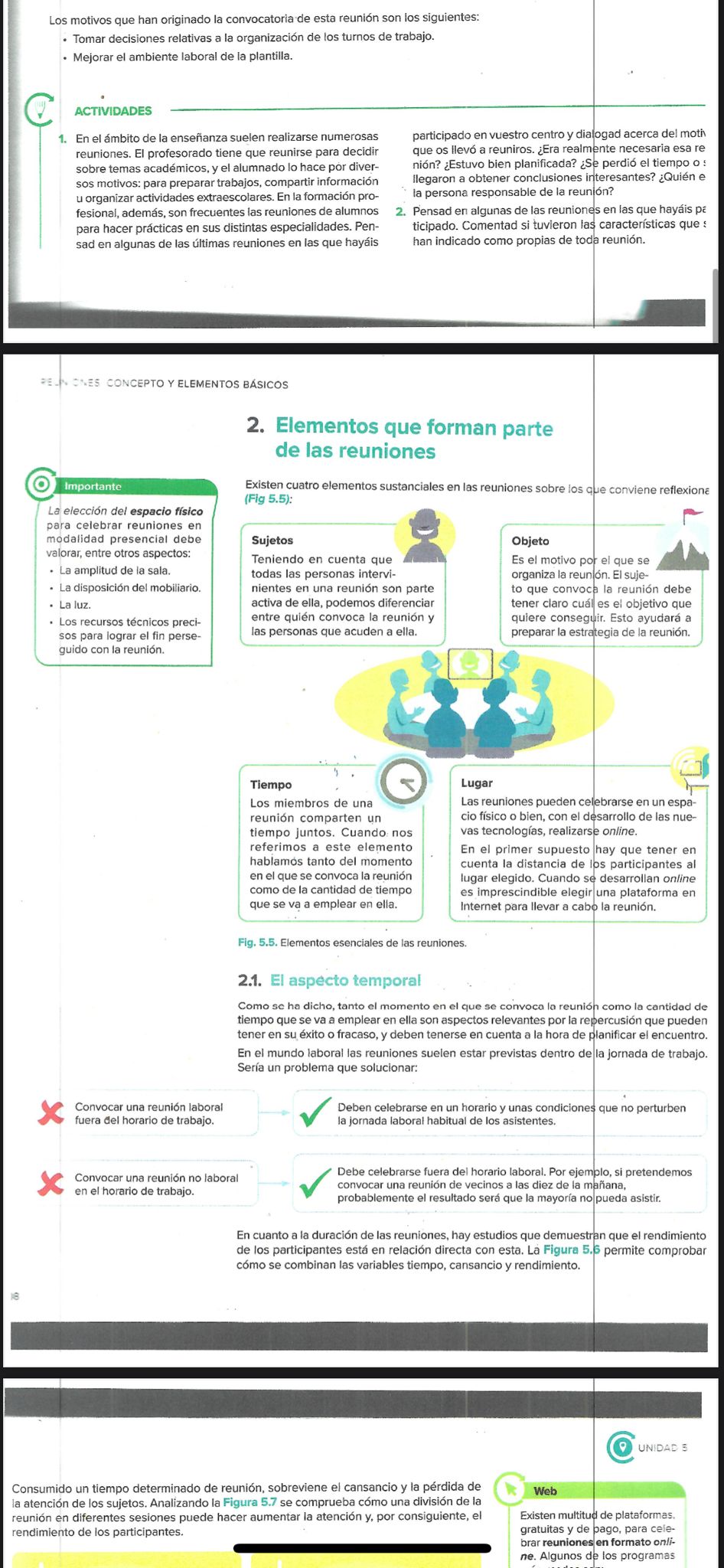 Foto de un curso de  Organización y elementos de reuniones