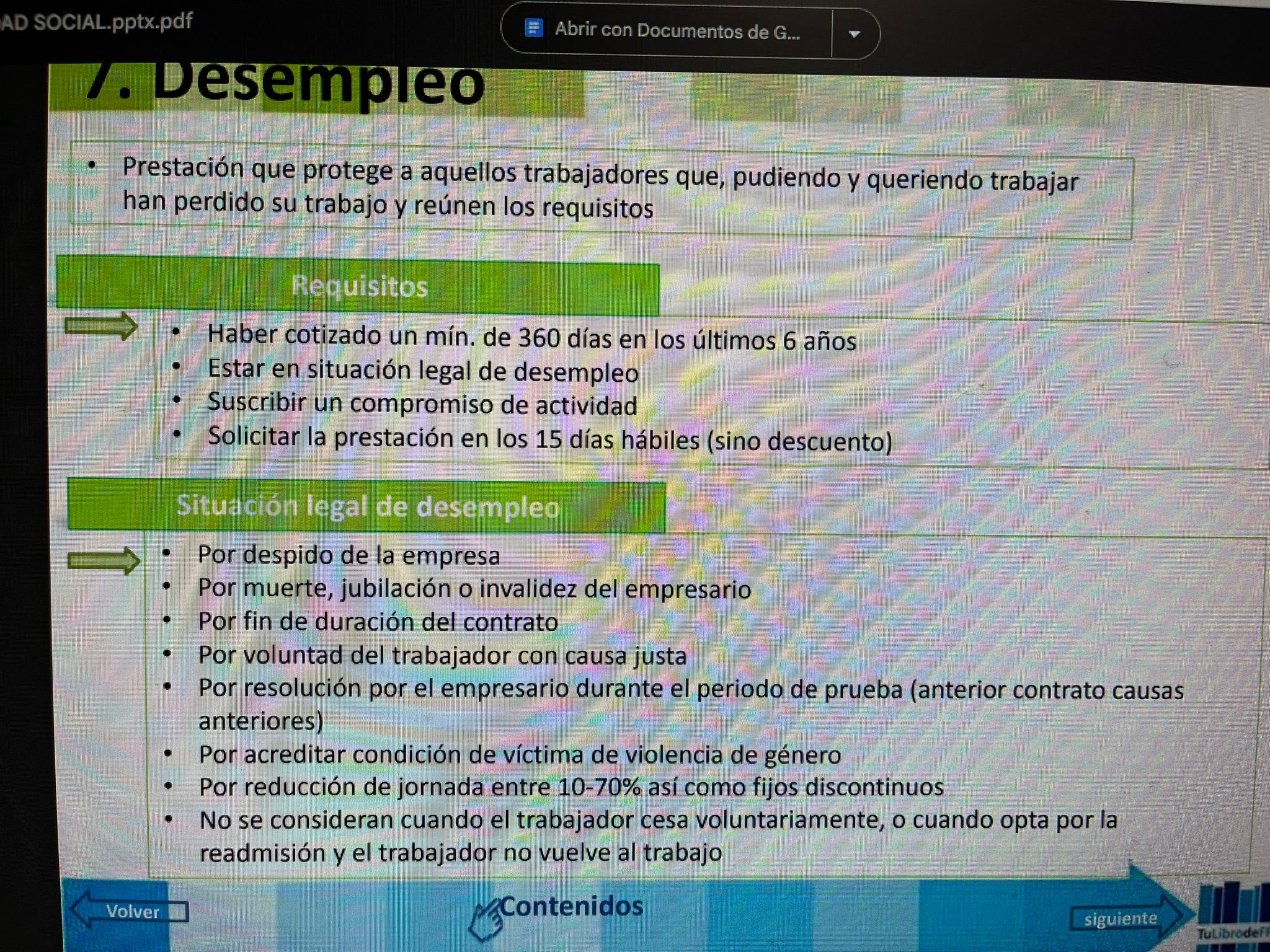 Foto de un curso de  Prestaciones por Desempleo en España