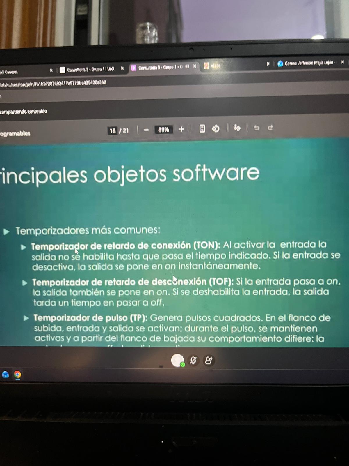 Foto de un curso de  Principales objetos de software