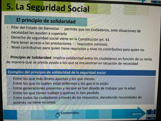 Foto de un curso de  Principio de Solidaridad en Seguridad Social