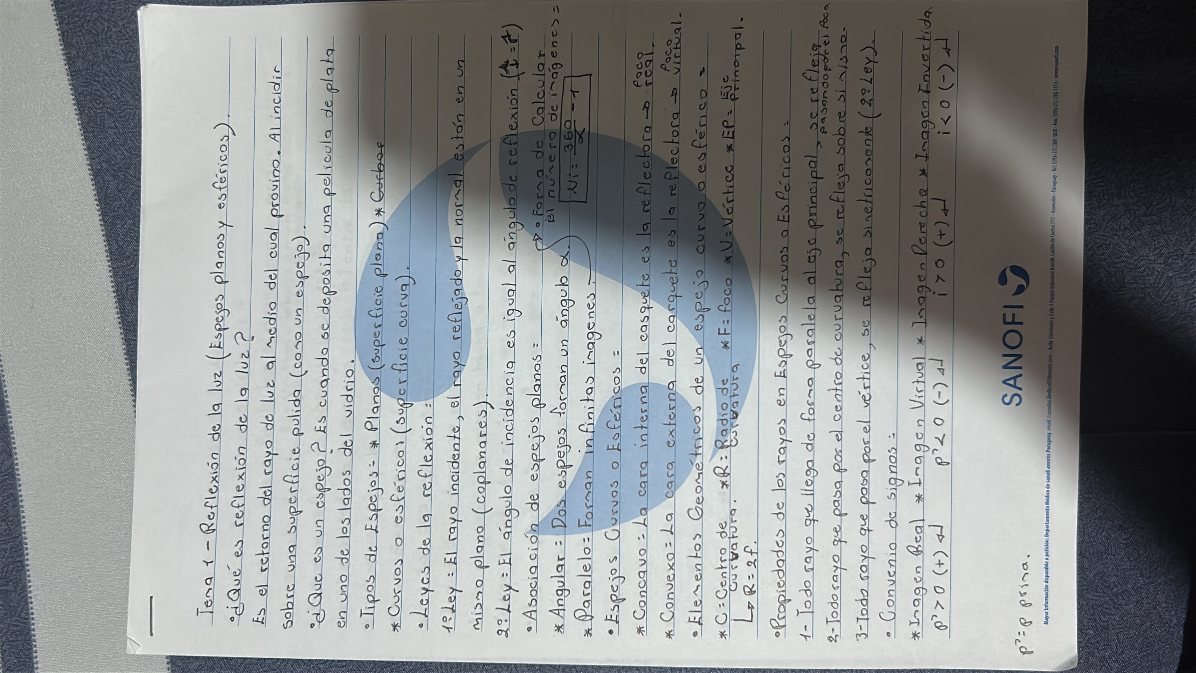 Foto de un curso de  Reflexión de la luz: Espejos