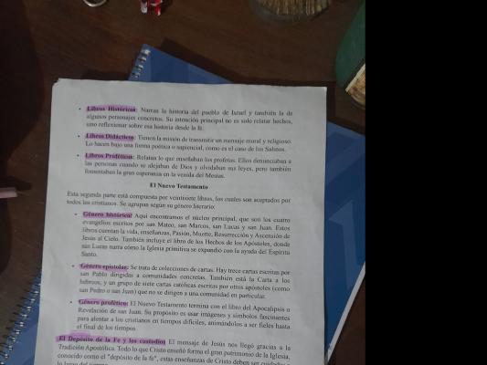 Foto de un curso de  Tipos de libros en la Biblia