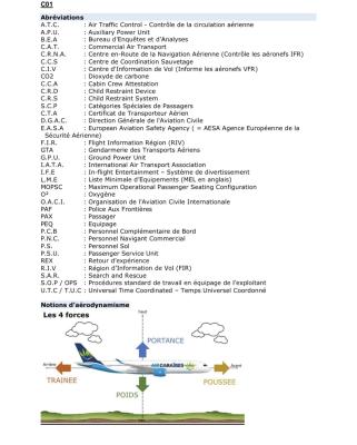 Photo d'un cours de  Abréviations et notions d'aérodynamique