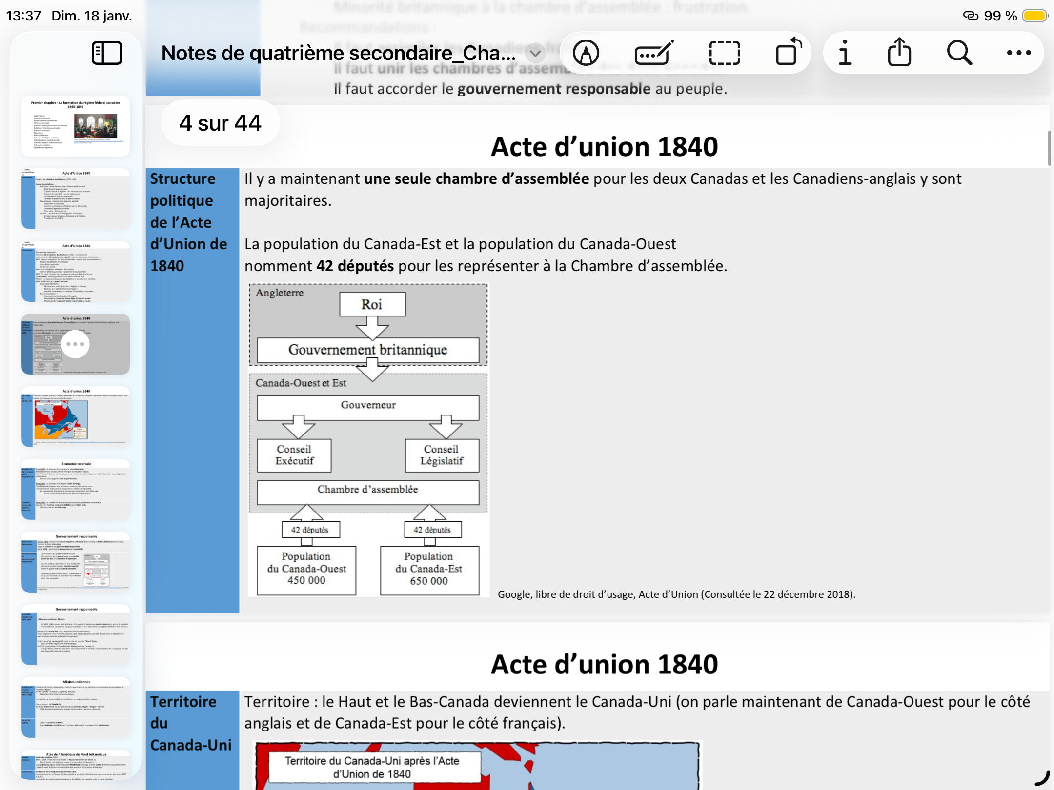 Photo d'un cours de  Acte d'Union de 1840