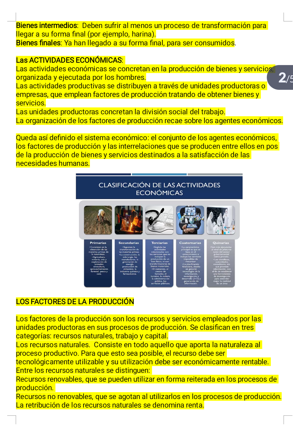 Photo d'un cours de  Activités et Facteurs Économiques