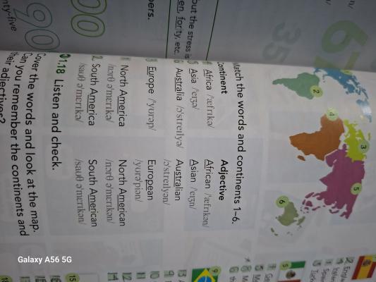 Photo d'un cours de  Apprentissage des continents et adjectifs