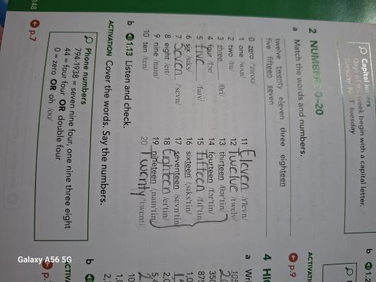 Photo d'un cours de  Apprentissage des nombres en anglais