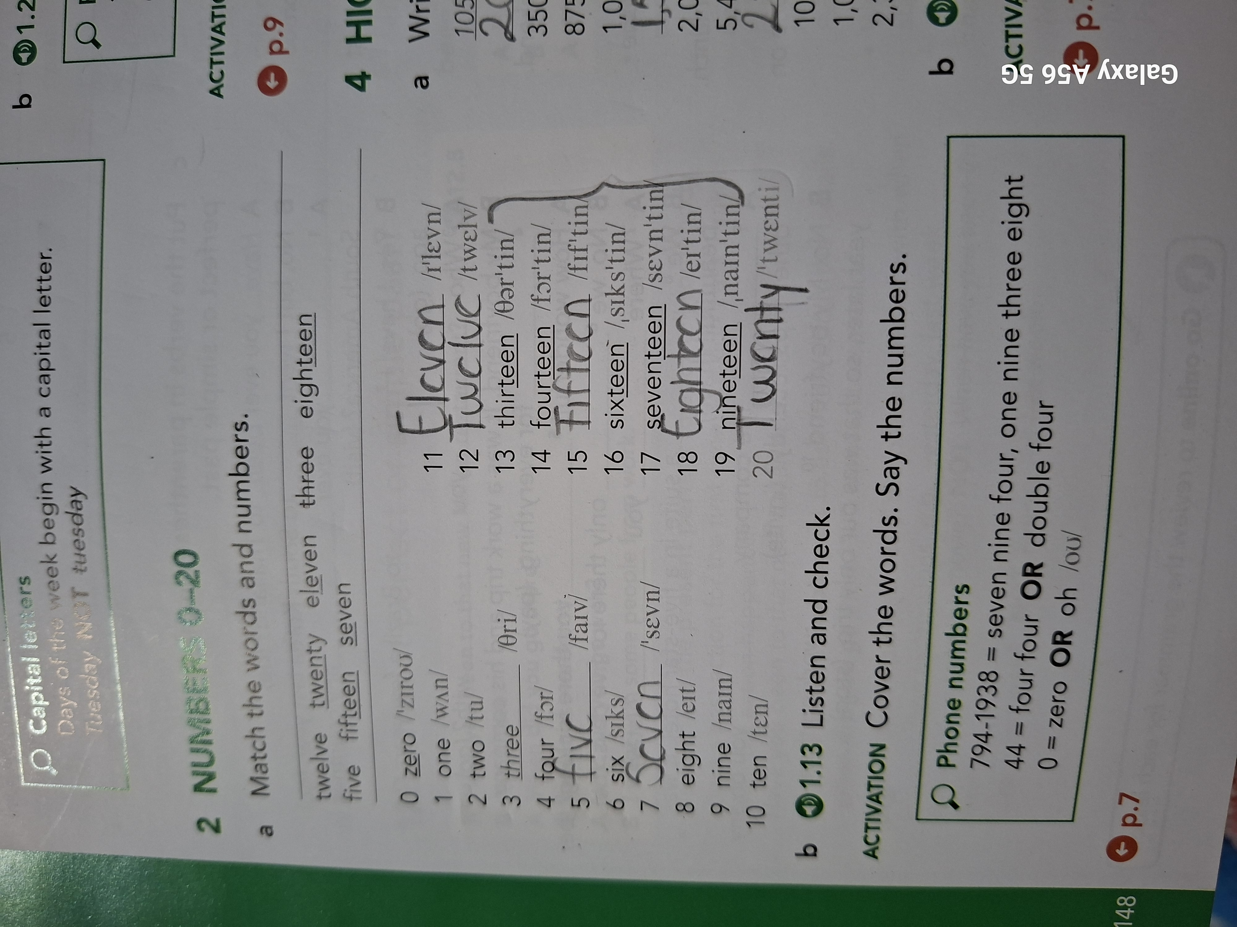 Photo d'un cours de  Apprentissage des nombres en anglais