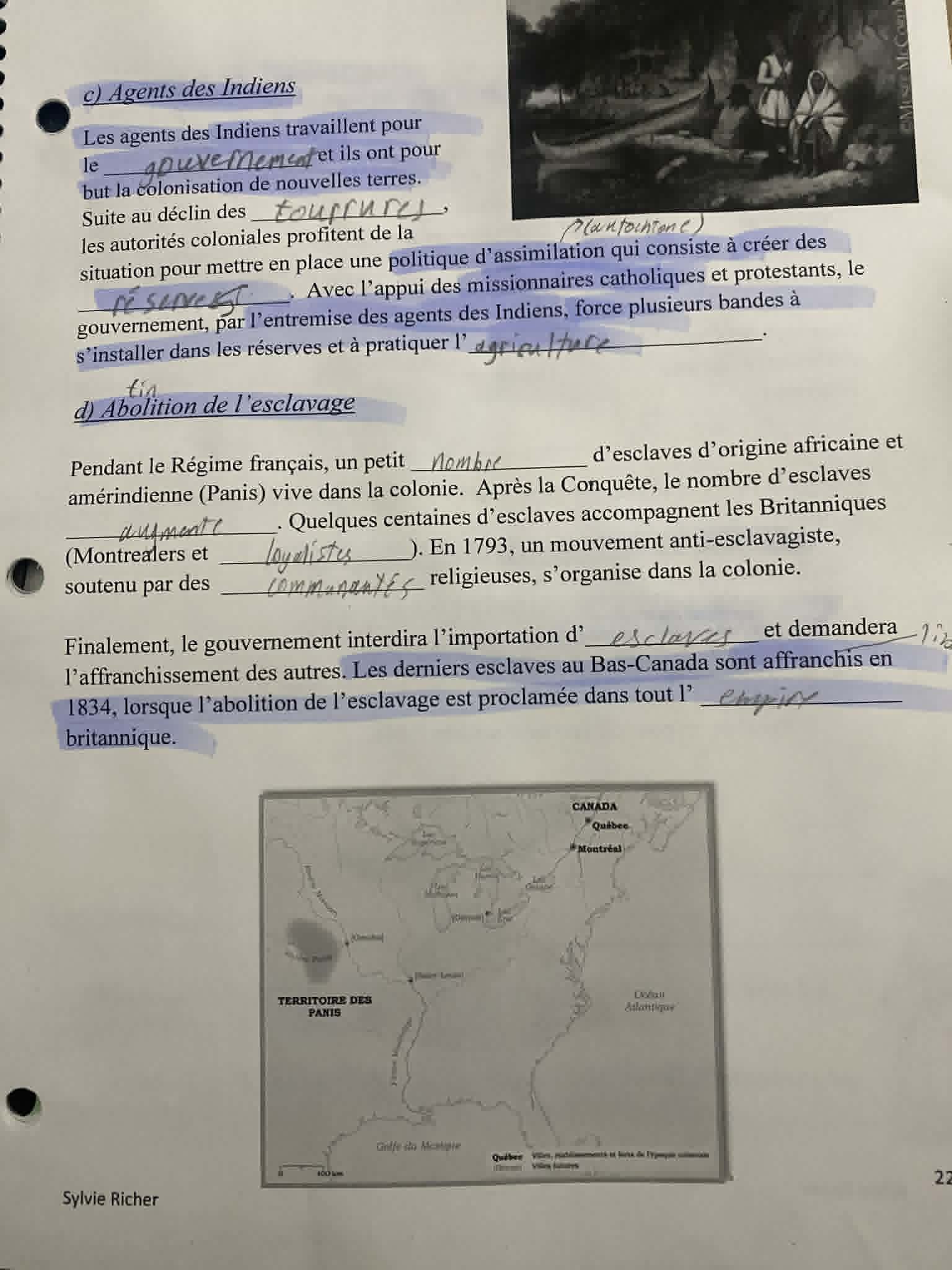 Photo d'un cours de  Assimilation et abolition au Canada