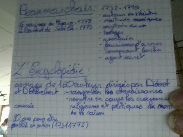 Photo d'un cours de  Beaumarchais et l'Encyclopédie