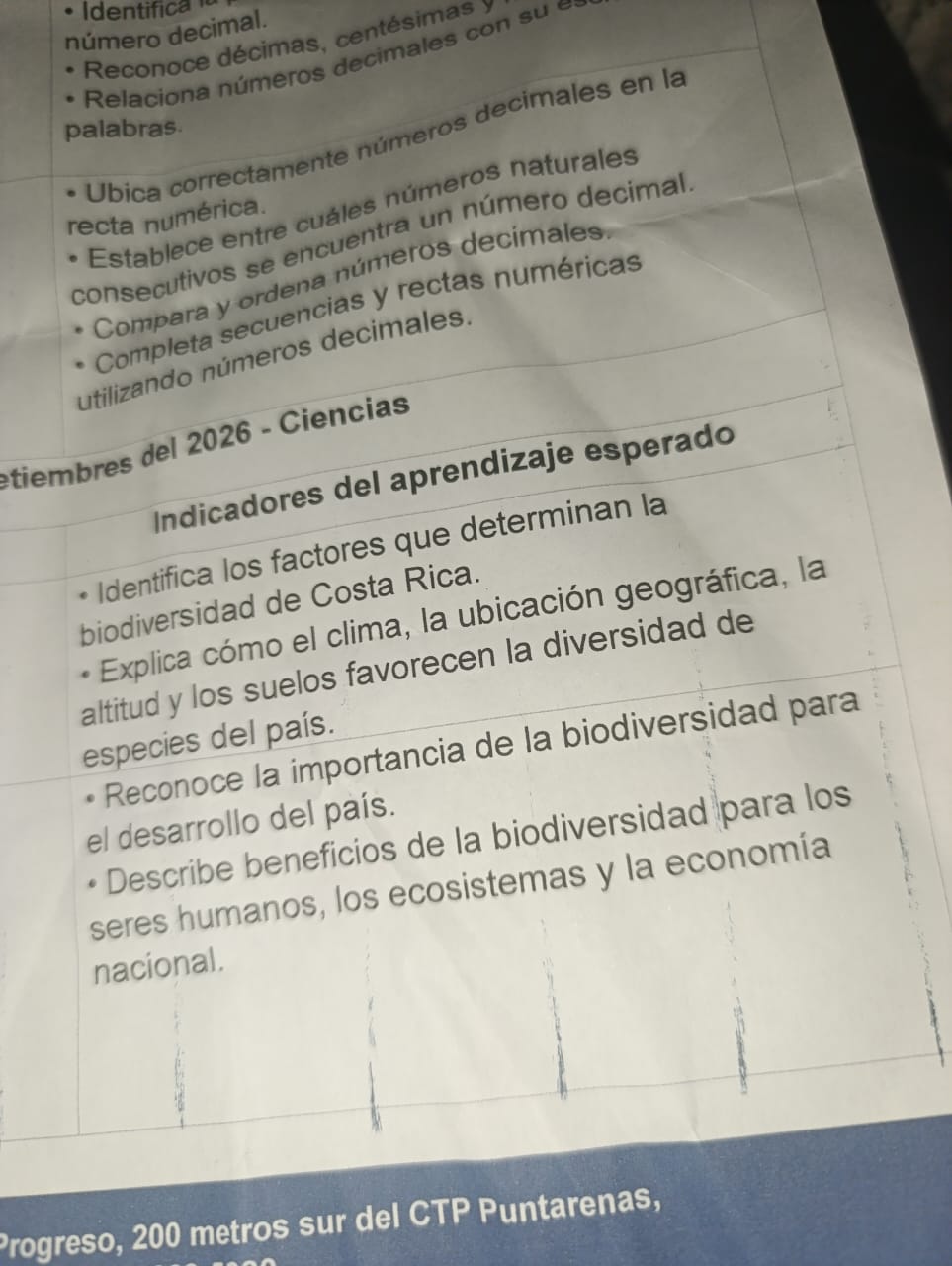 Photo d'un cours de  Biodiversité au Costa Rica