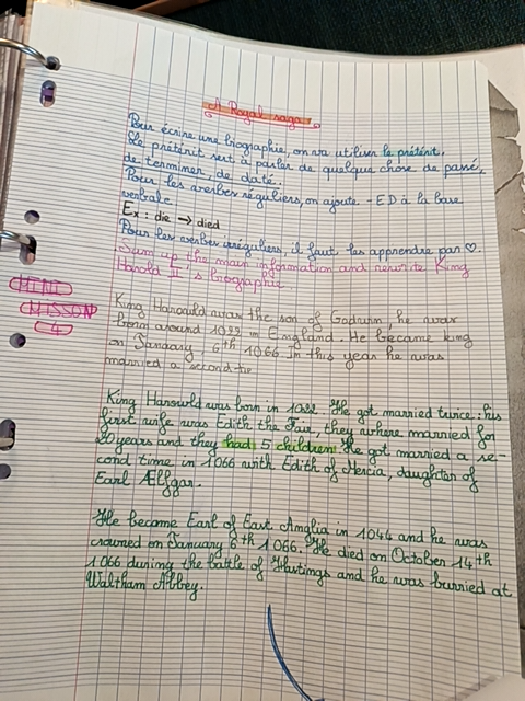 Photo d'un cours de  Biographie de Harold II