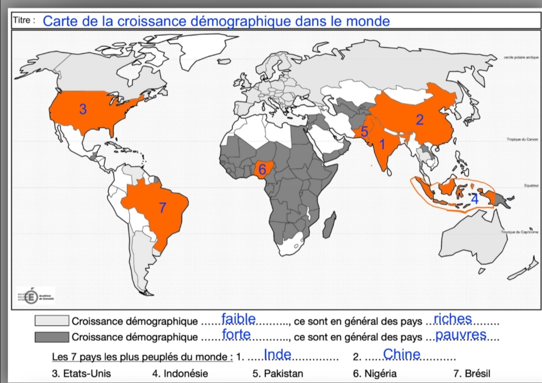 Photo d'un cours de  Carte de la croissance démographique