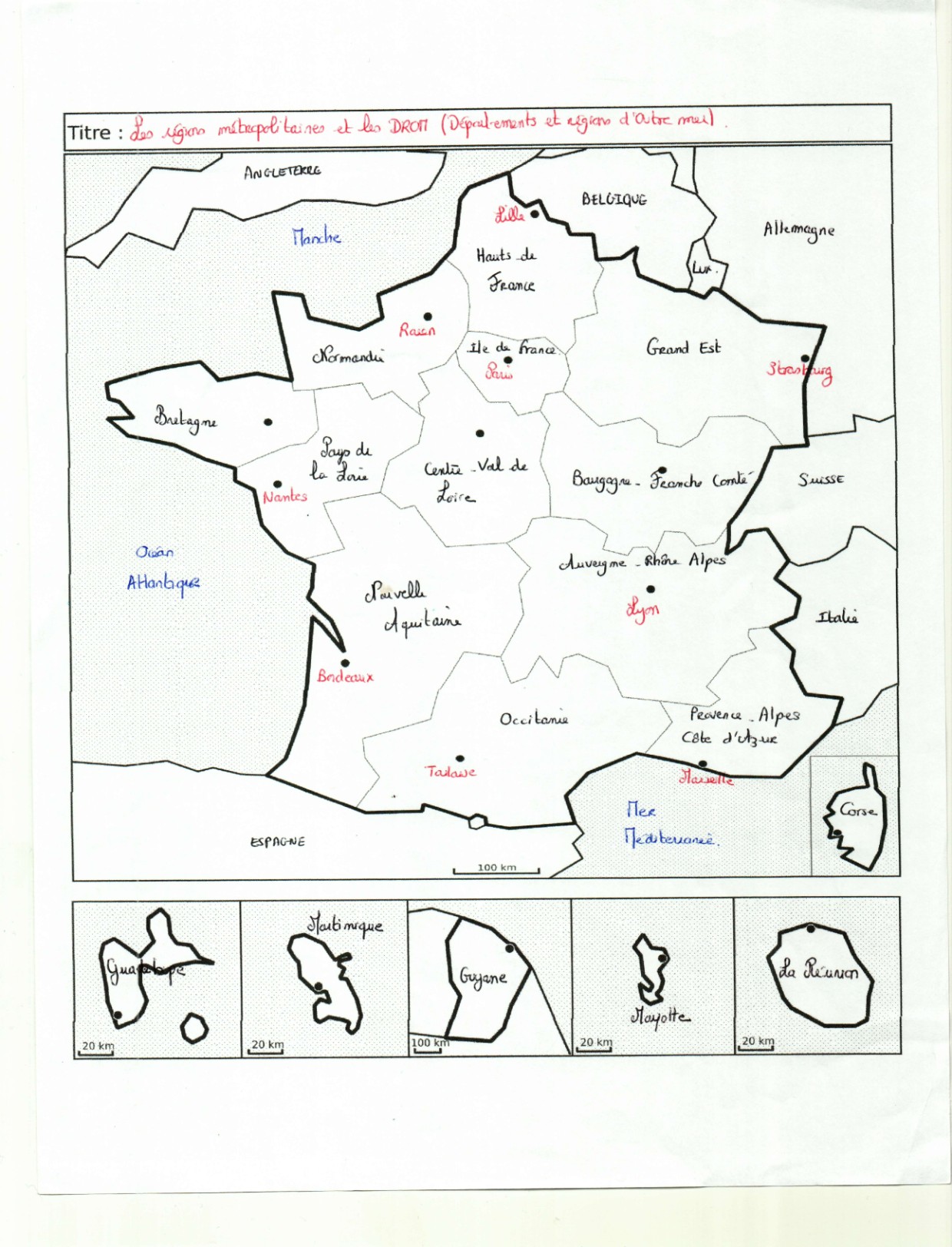 Photo d'un cours de  Carte des régions françaises