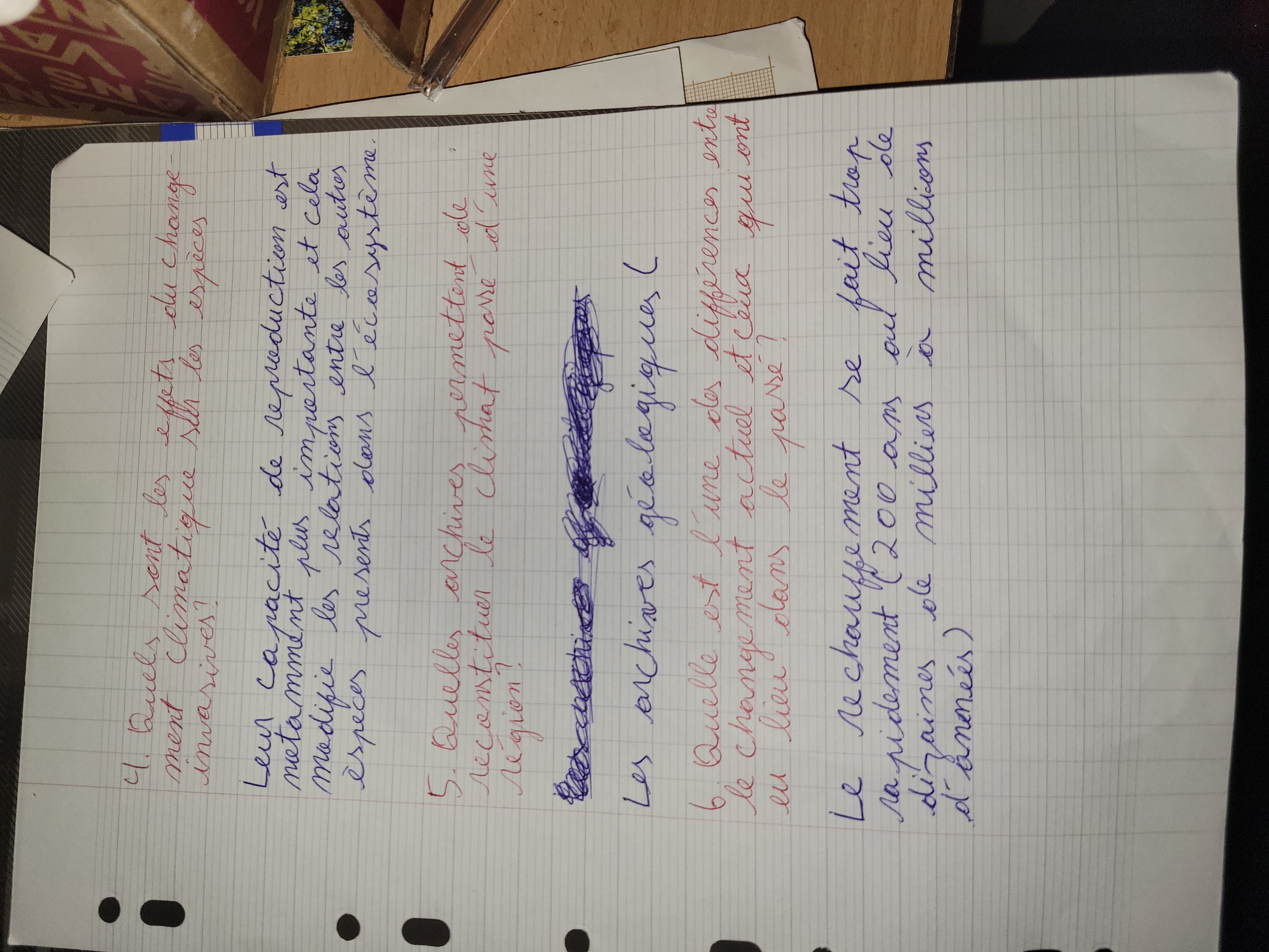 Photo d'un cours de  Changement Climatique et Archives Géologiques