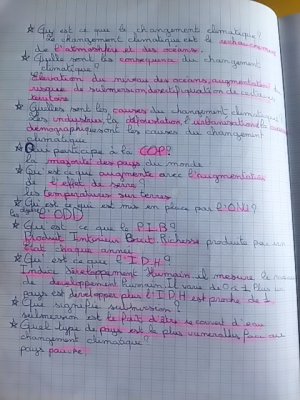 Photo d'un cours de  Changement climatique et développement durable