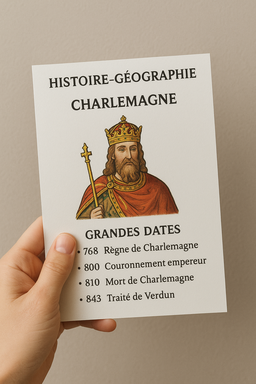 Photo d'un cours de  Charlemagne : Grandes Dates Historiques