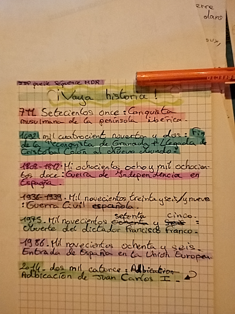 Photo d'un cours de  Chronologie des événements historiques espagnols