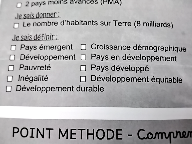 Photo d'un cours de  Concepts de Développement Économique