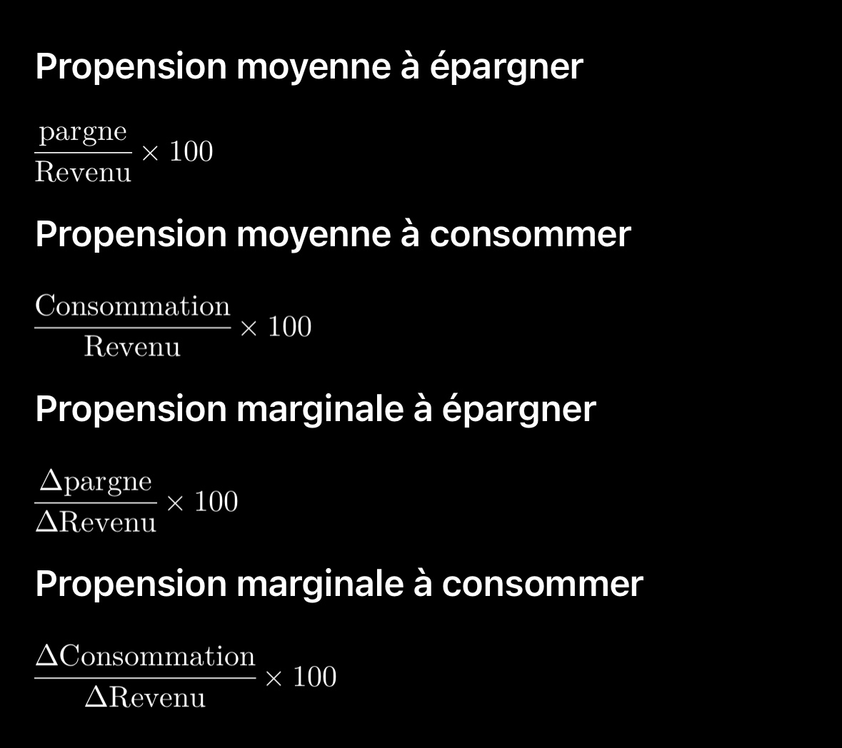 Photo d'un cours de  Concepts de propension économique
