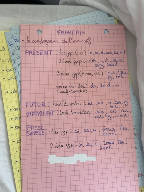 Photo d'un cours de  Conjugaison des verbes à l'indicatif